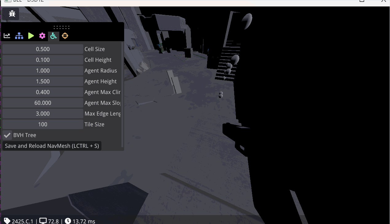 Agents traversing the navmesh